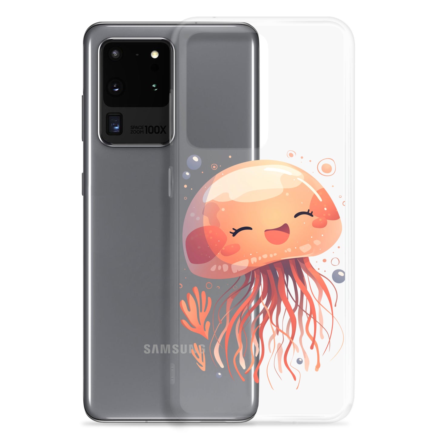 Coque transparente méduse souriante kawaii pour Samsung®