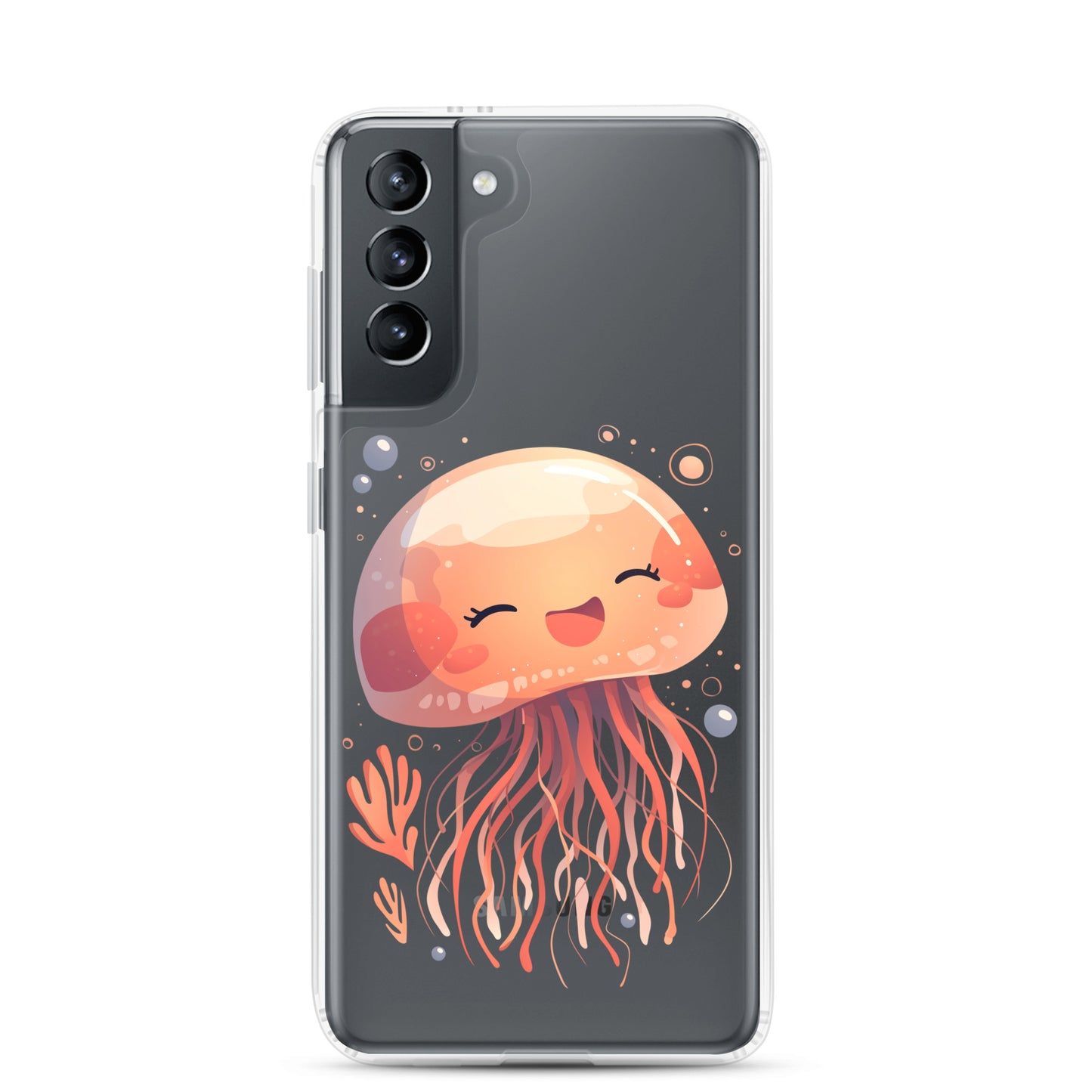 Coque transparente méduse souriante kawaii pour Samsung®