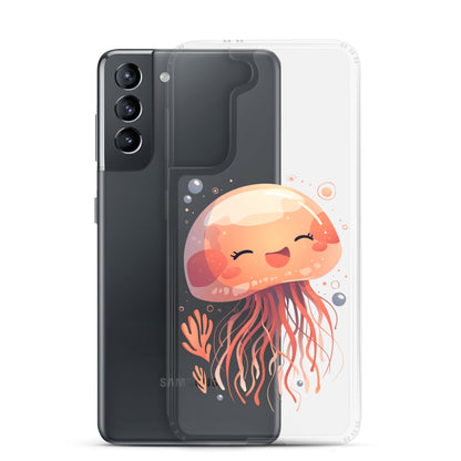 Coque transparente méduse souriante kawaii pour Samsung®