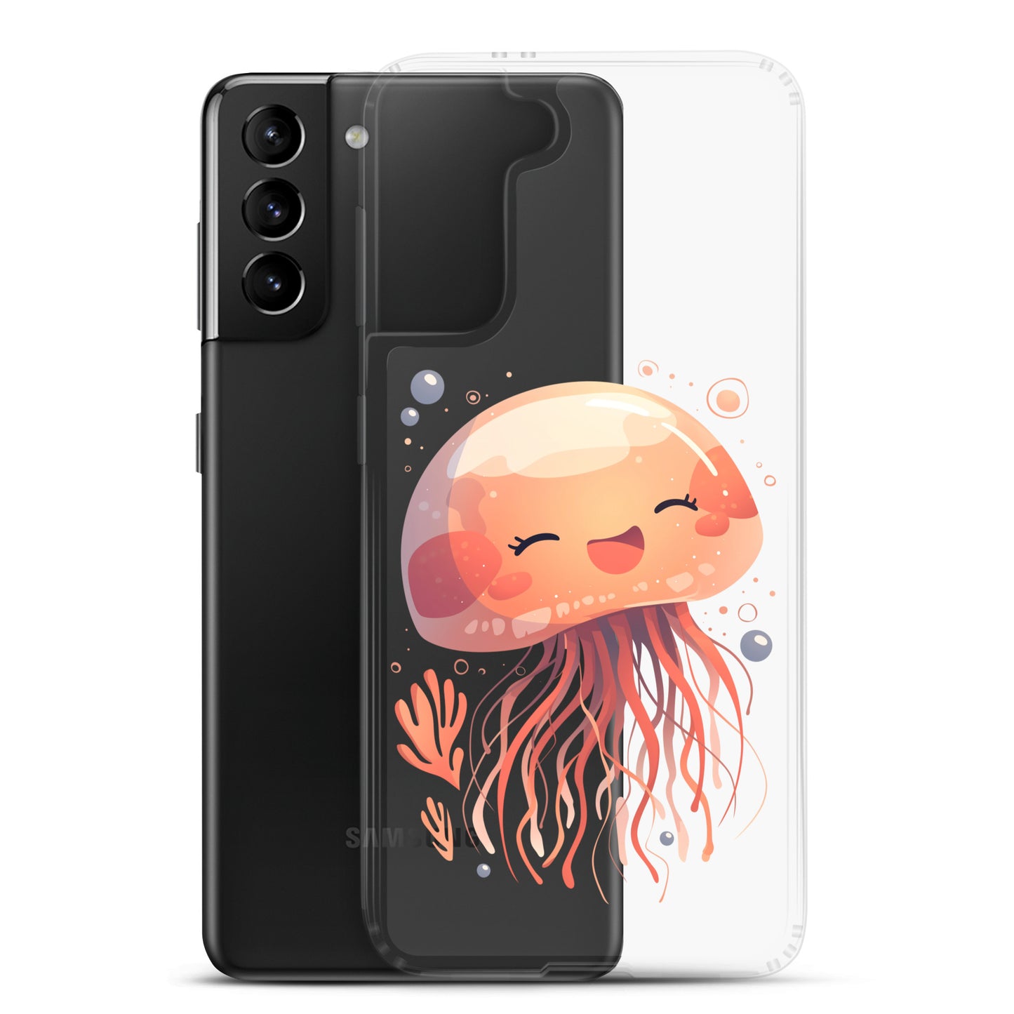 Coque transparente méduse souriante kawaii pour Samsung®