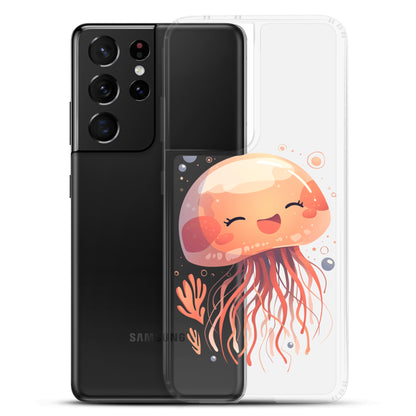 Coque transparente méduse souriante kawaii pour Samsung®