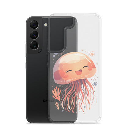 Coque transparente méduse souriante kawaii pour Samsung®