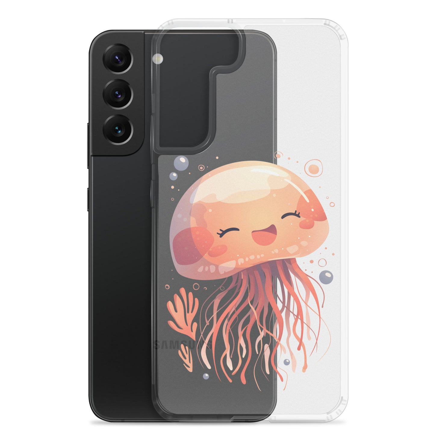 Coque transparente méduse souriante kawaii pour Samsung®