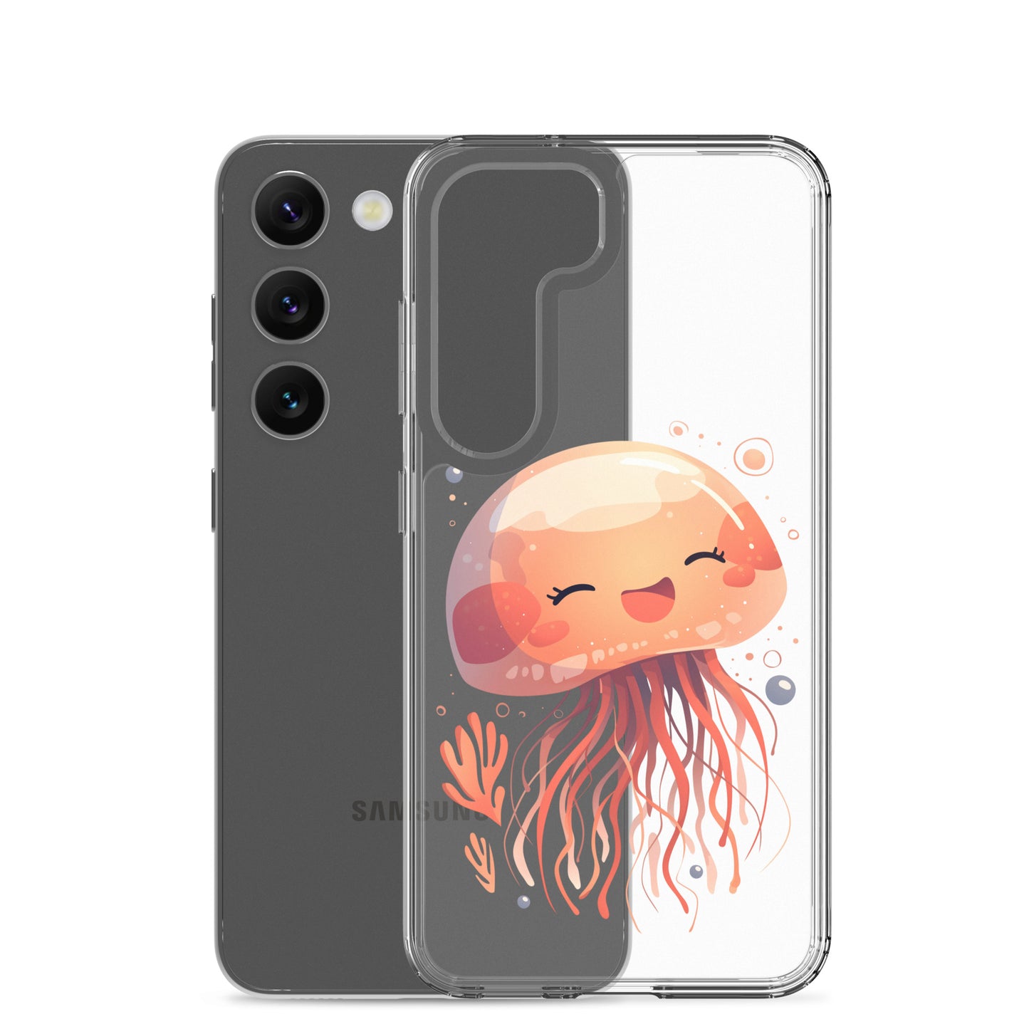 Coque transparente méduse souriante kawaii pour Samsung®