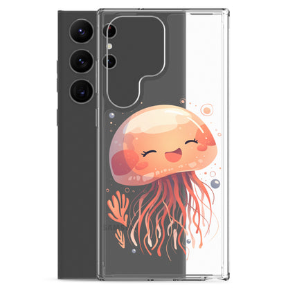 Coque transparente méduse souriante kawaii pour Samsung®