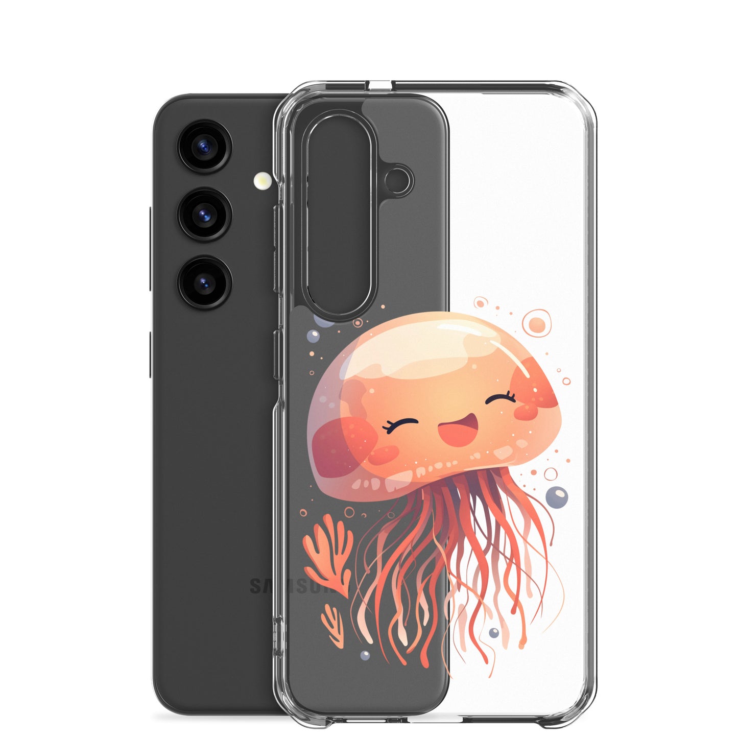 Coque transparente méduse souriante kawaii pour Samsung®