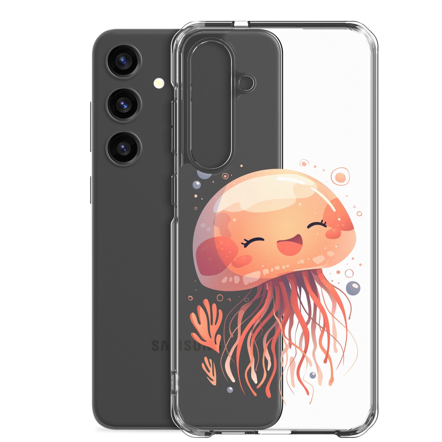 Coque transparente méduse souriante kawaii pour Samsung®