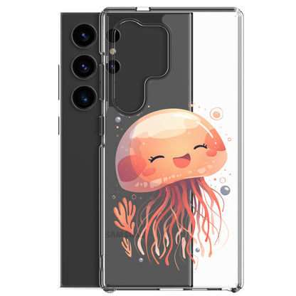 Coque transparente méduse souriante kawaii pour Samsung®