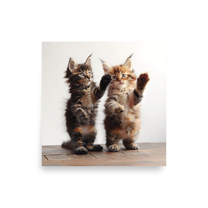 Deux chatons debout Affiche