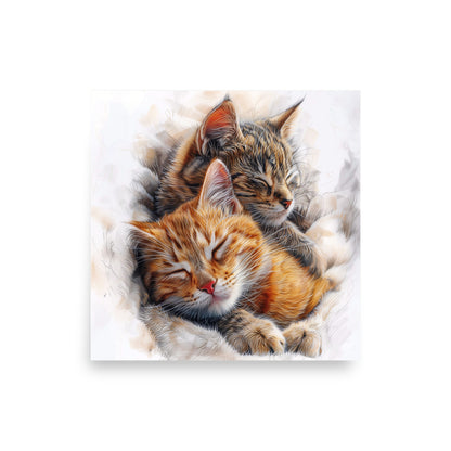 Deux chatons dormant paisiblement Affiche