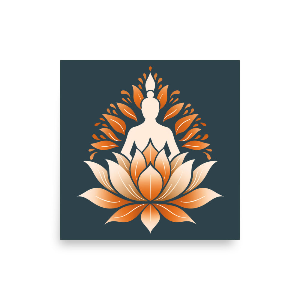 Lotus meditation orange blue Poster