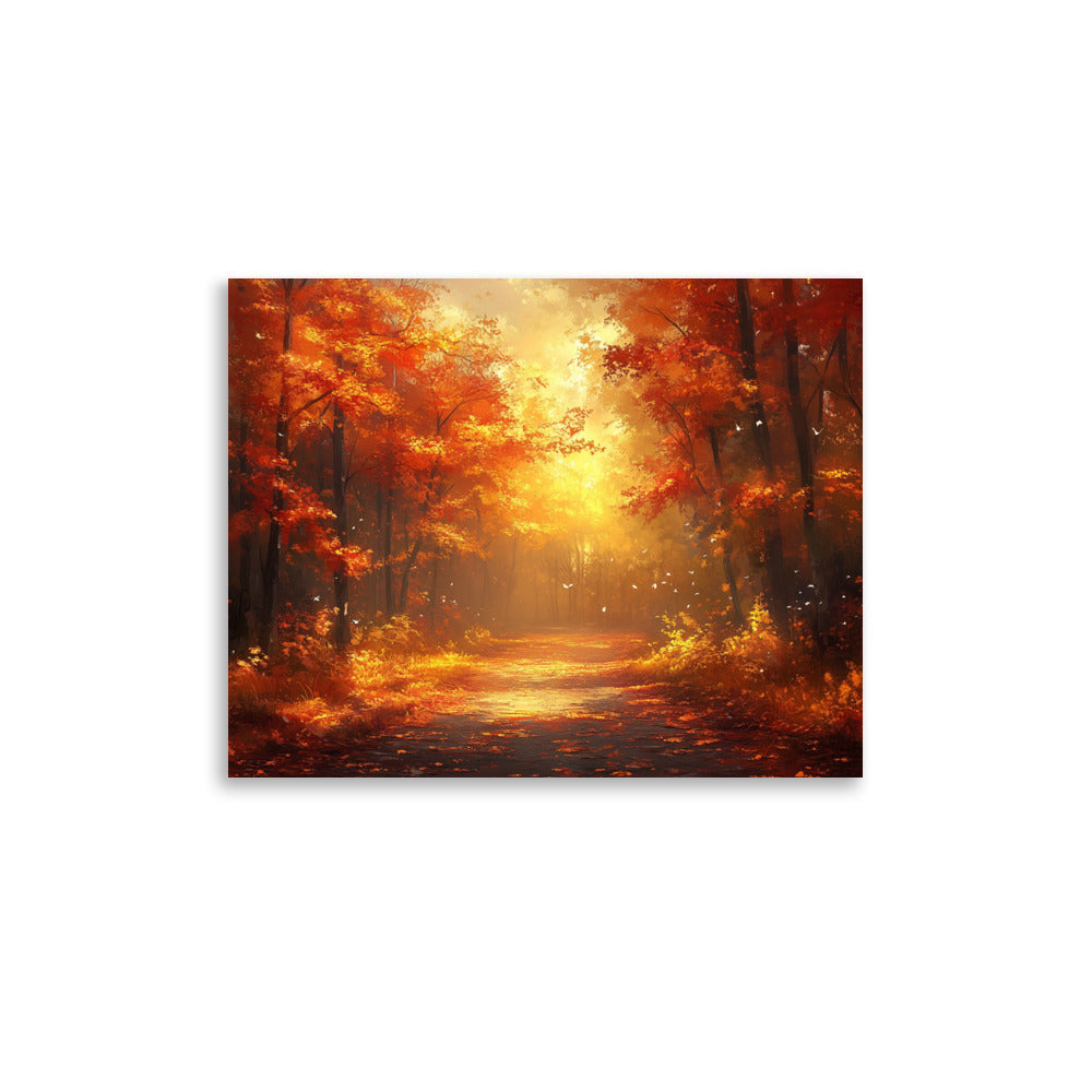 Autumn forest at dawn Poster