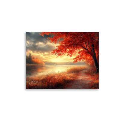 Autumn river at dawn Poster