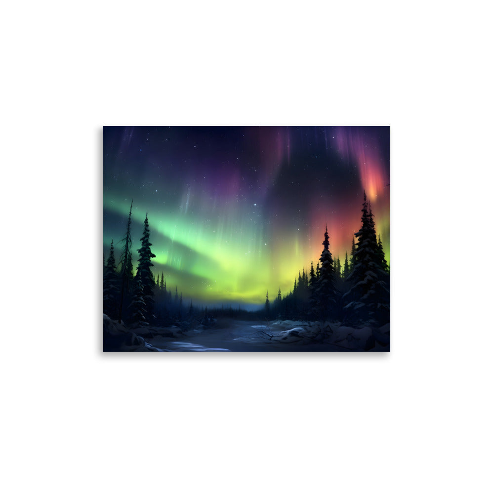 Northern lights forest - Poster