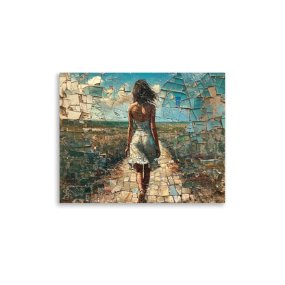 Rough mosaic of a woman walking on her destiny - Poster