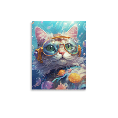 Chat aquapunk fantastique sous l'eau Affiche