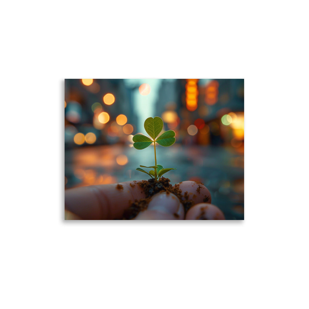 Hand holding a shamrock Poster