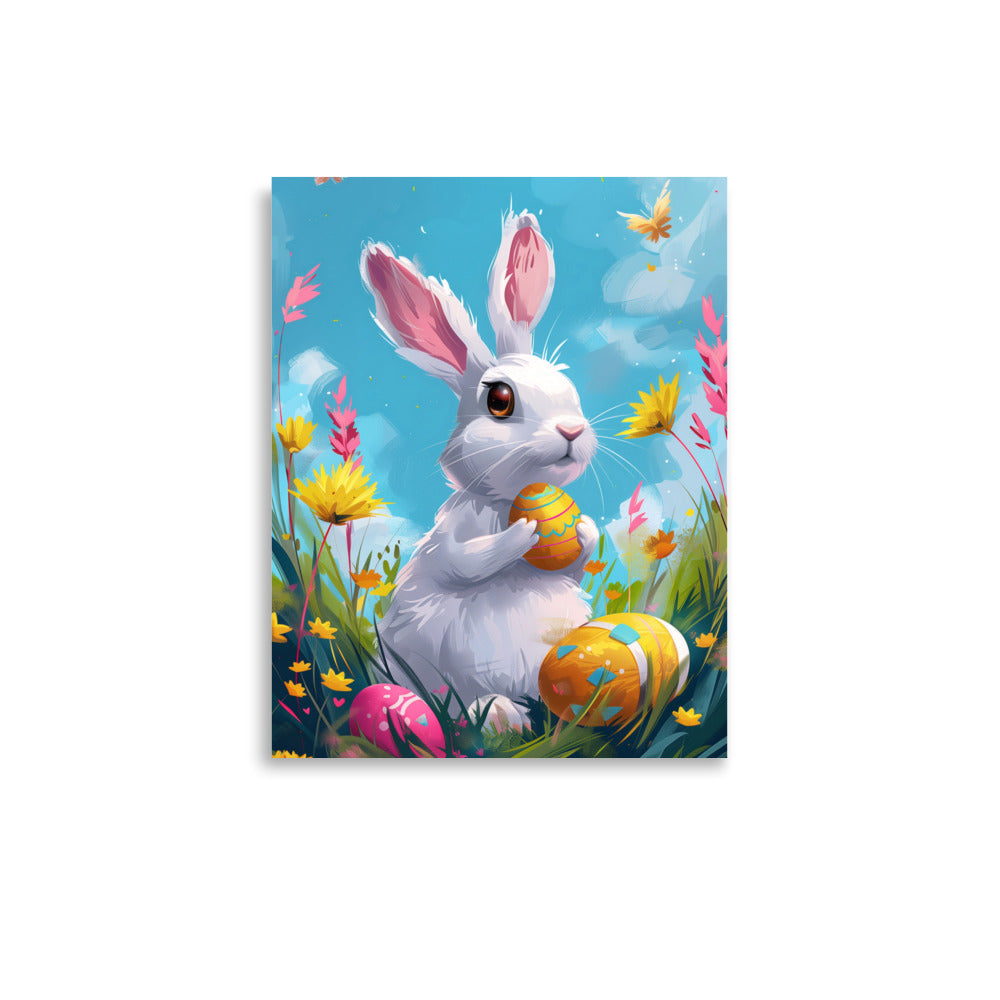 White bunny rabbit on Easter Poster