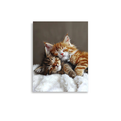 Two tabby kittens sleeping Poster