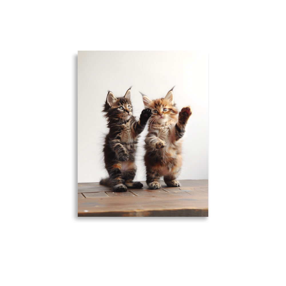 Deux chatons debout Affiche