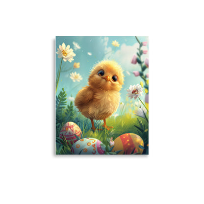 Yellow chick on Easter Poster