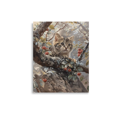 Chaton sur une branche d'arbre Affiche