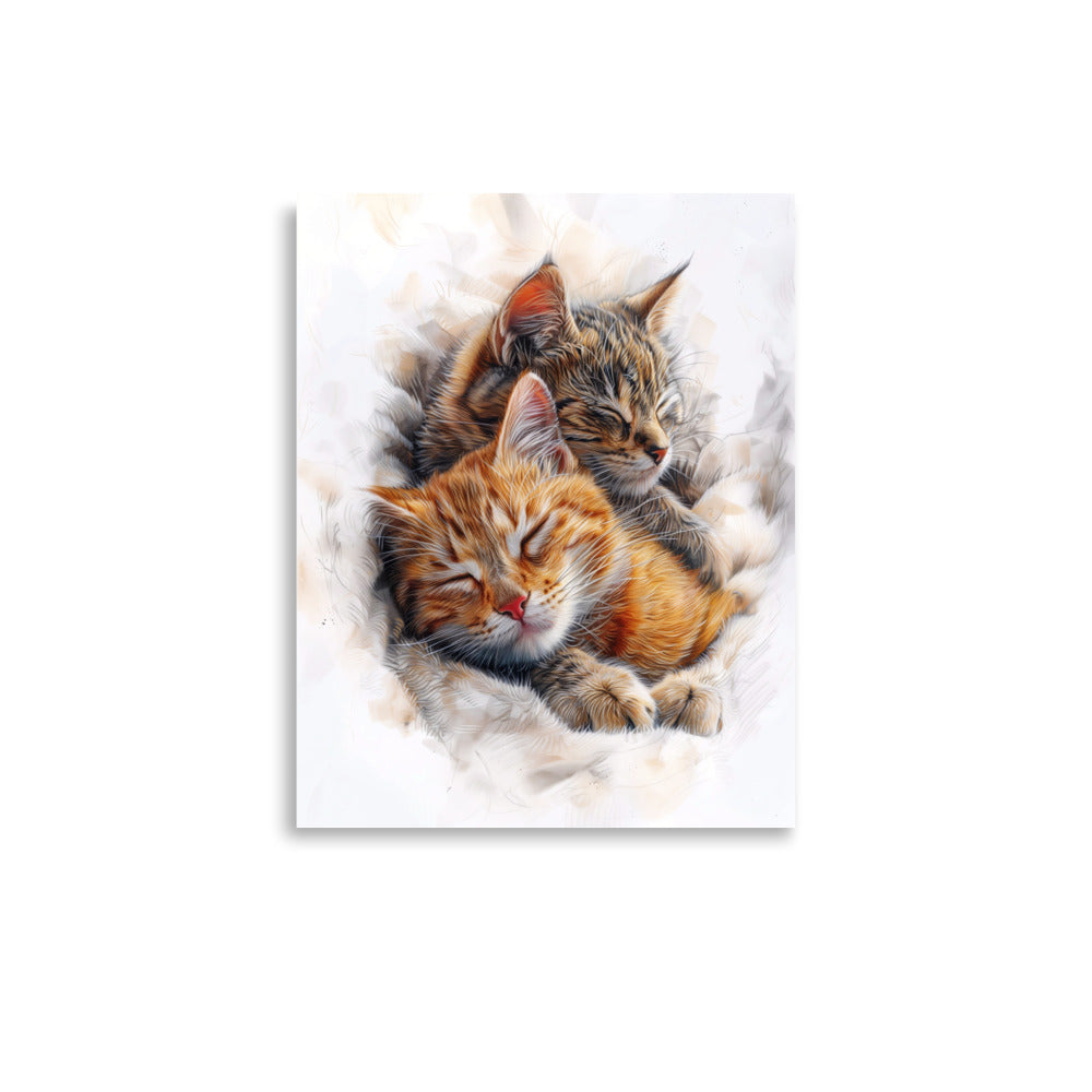 Deux chatons dormant paisiblement Affiche