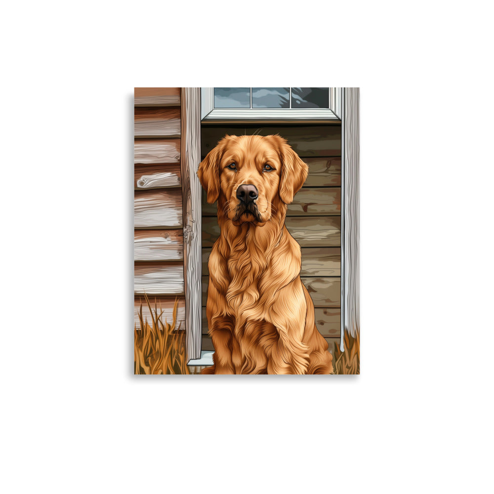 Chien golden posant Affiche