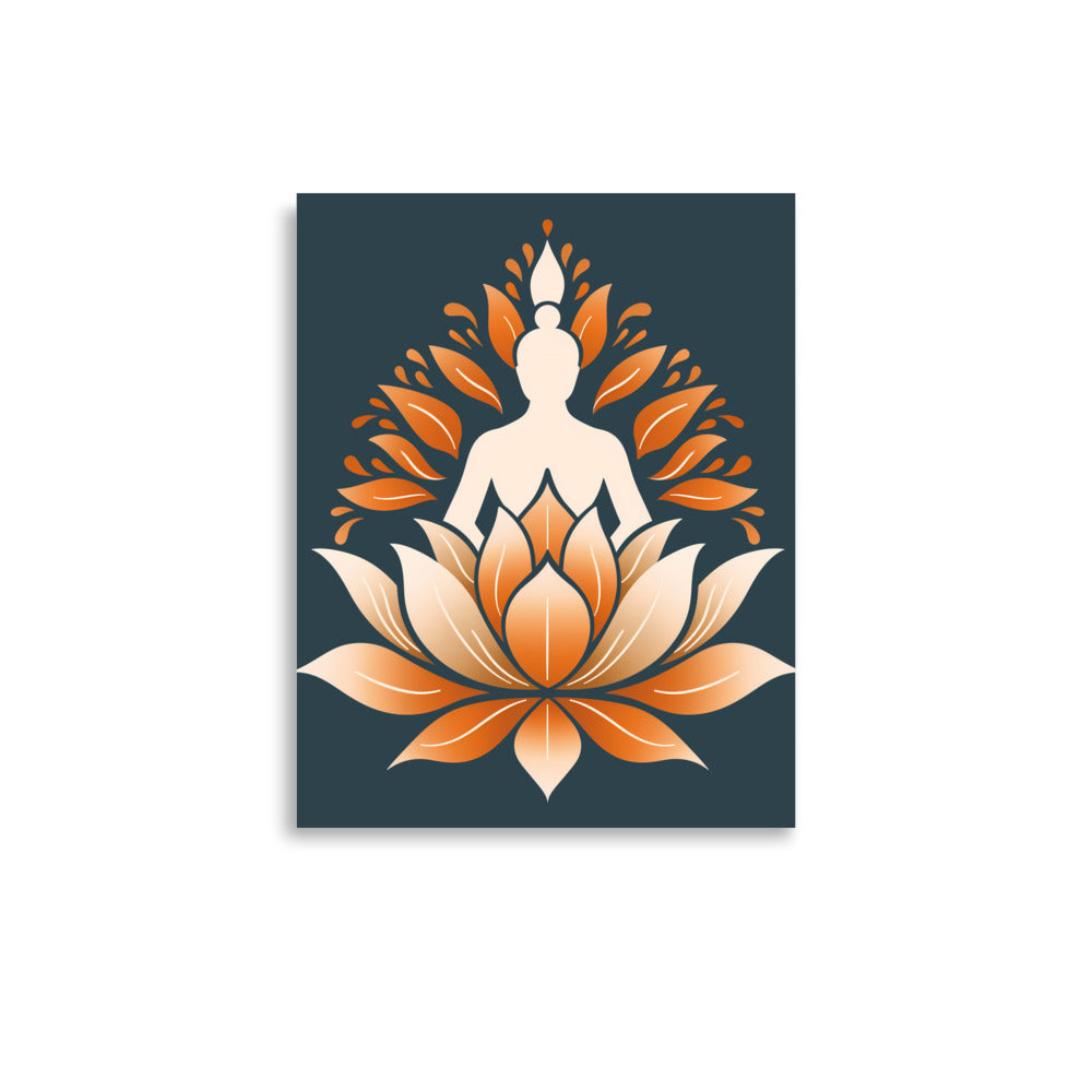 Lotus meditation orange blue Poster