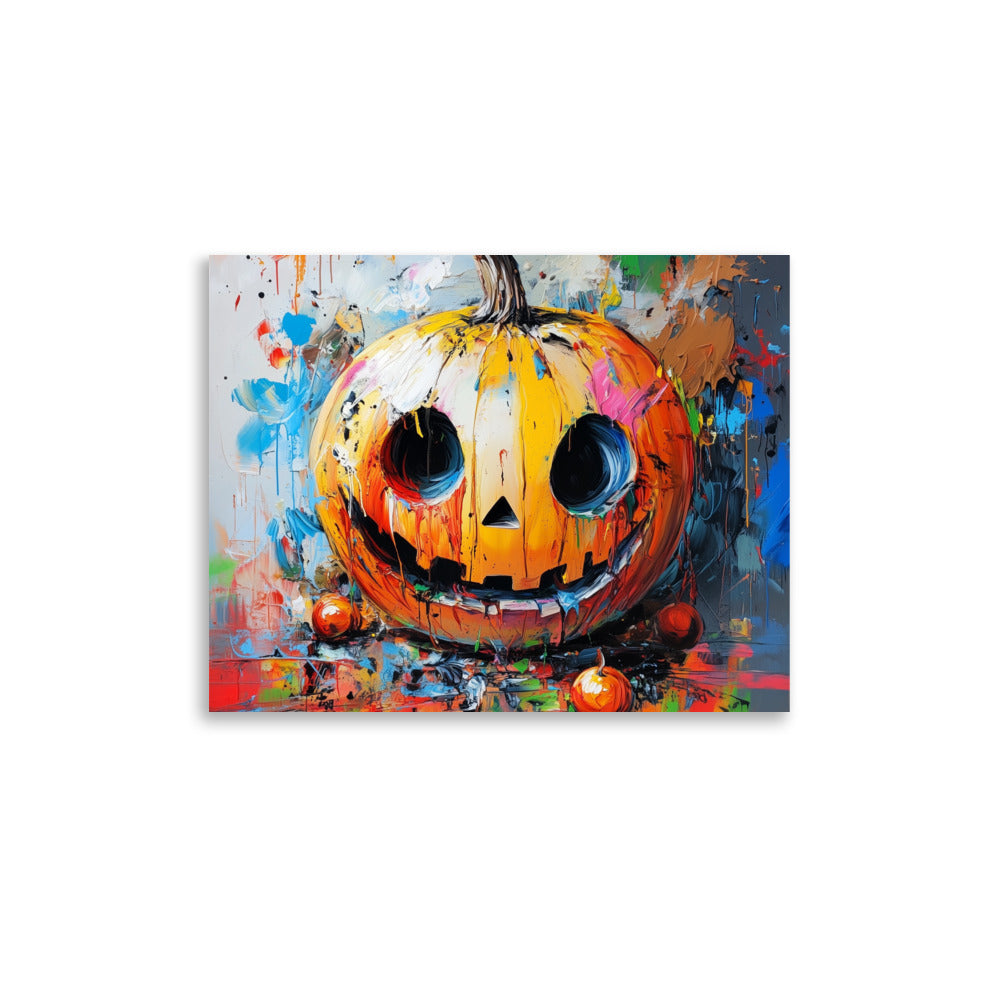 Colorful Halloween Jack-O'-Lantern – Modern Abstract Pumpkin Poster