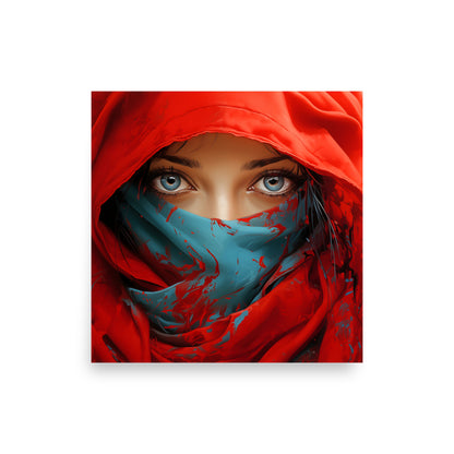 Woman in red veil - Poster