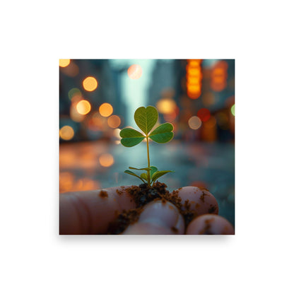 Hand holding a shamrock Poster