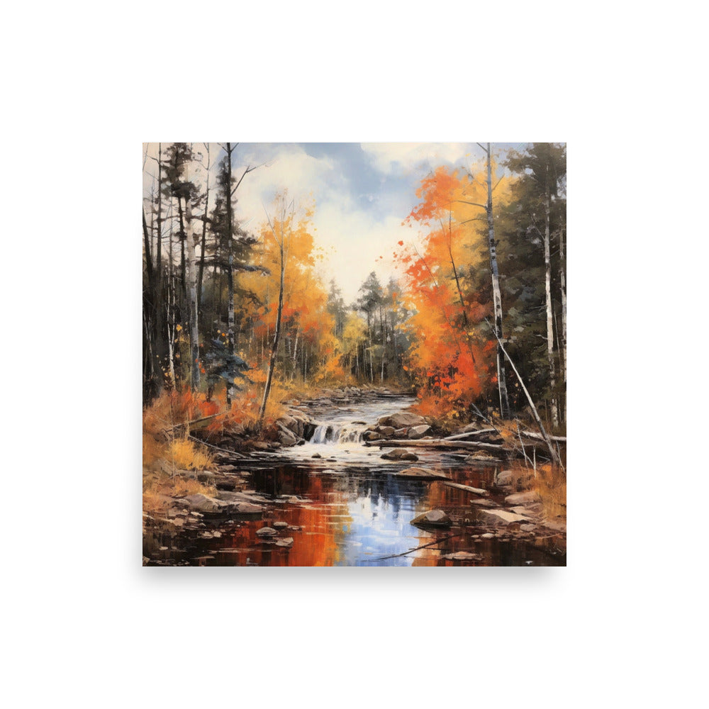 Autumn forest creek Poster