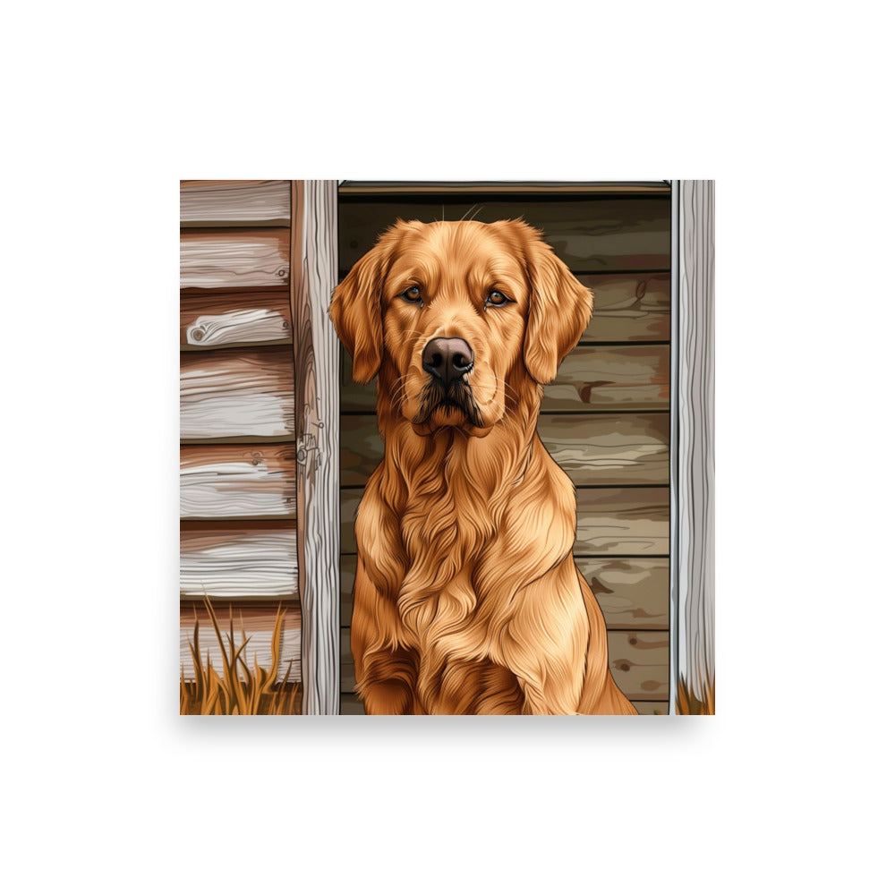 Chien golden posant Affiche