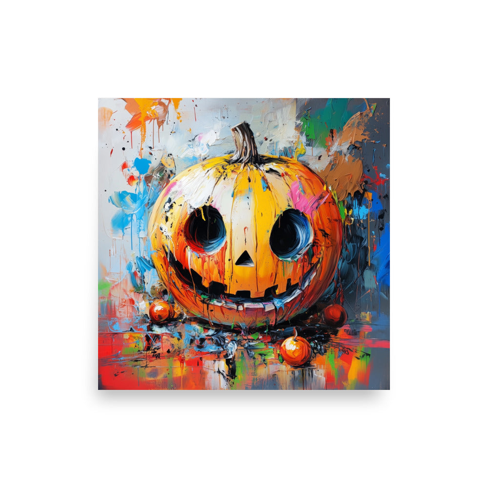 Colorful Halloween Jack-O'-Lantern – Modern Abstract Pumpkin Poster