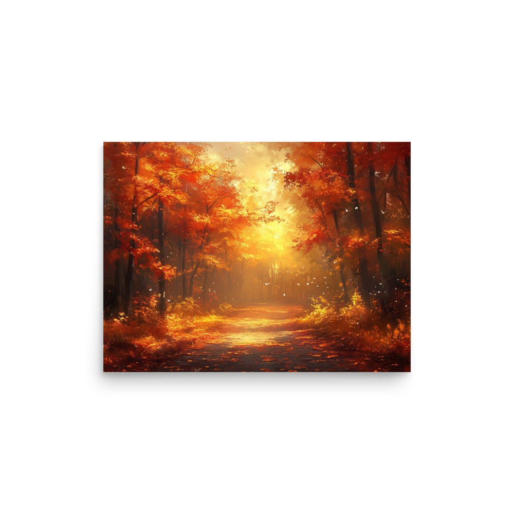 Autumn forest at dawn Poster