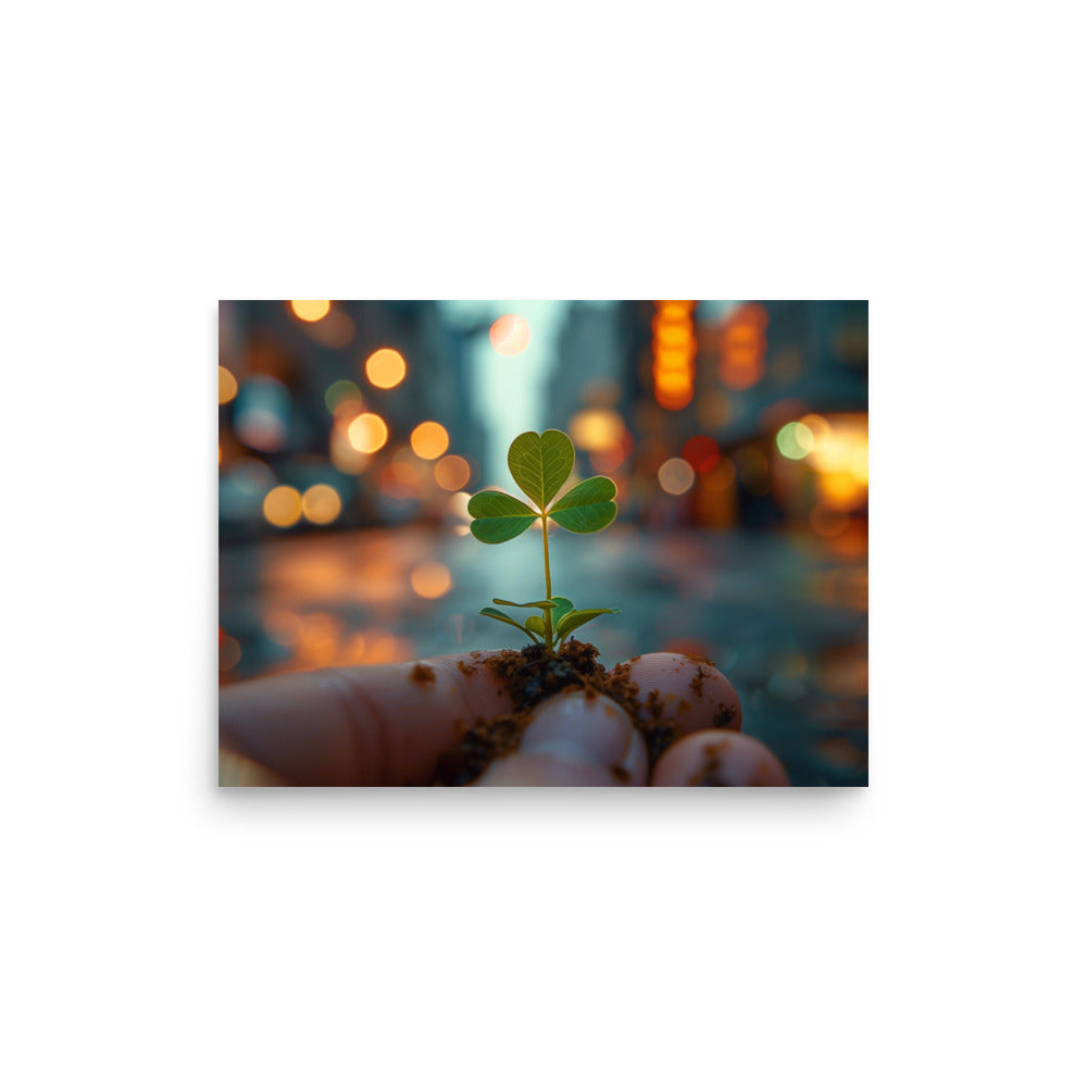 Hand holding a shamrock Poster