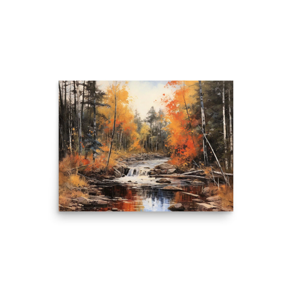 Autumn forest creek Poster