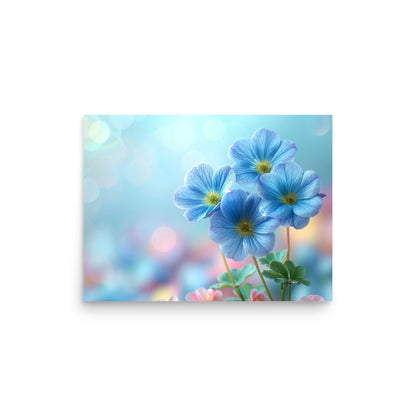 Macro de fleurs bleues Affiche