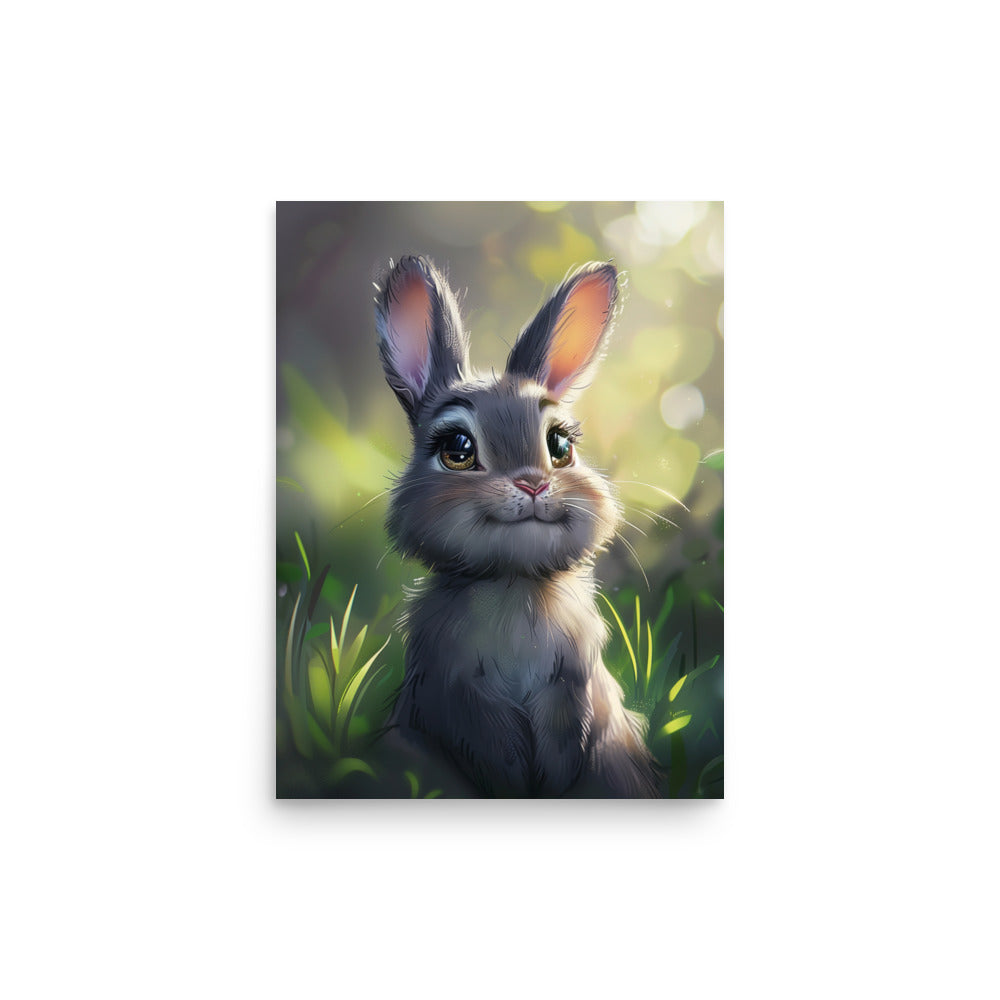 Cute bunny rabbit cartoon dreaming Poster