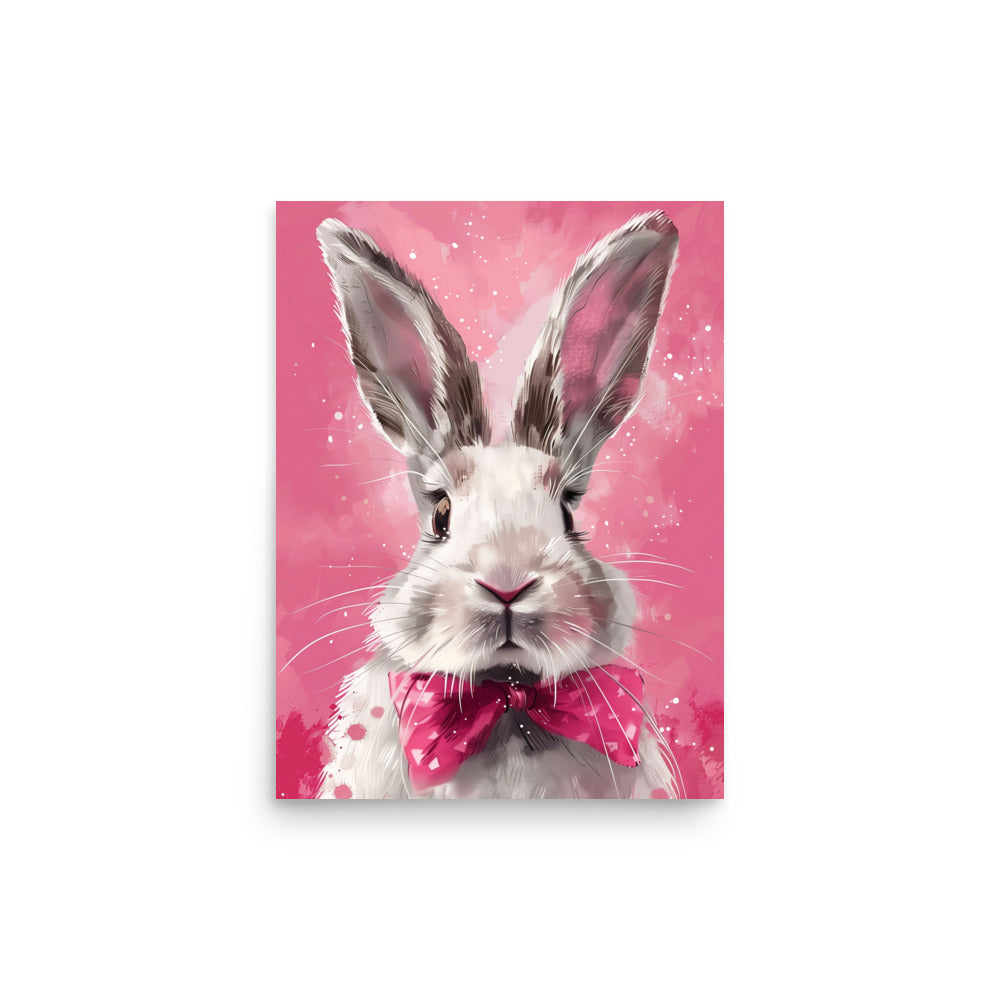 White bunny with pink bow Poster