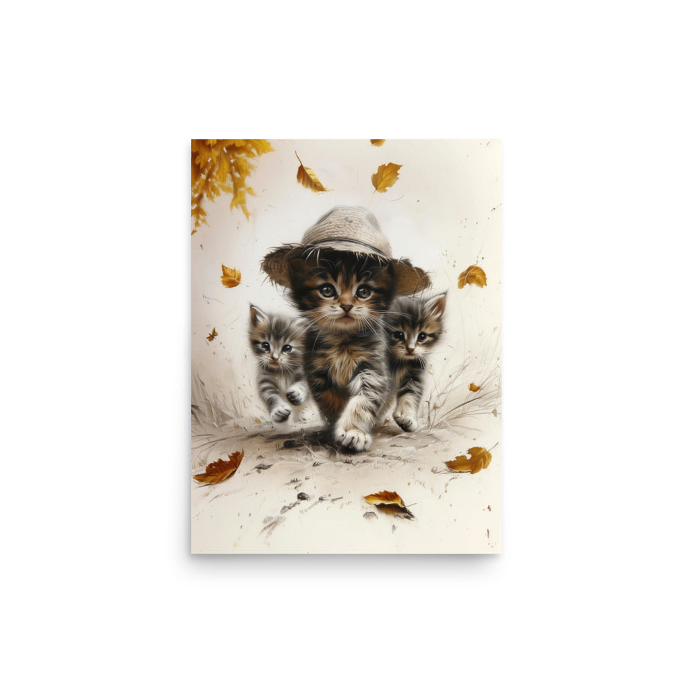 Trio de chatons partis explorer Affiche