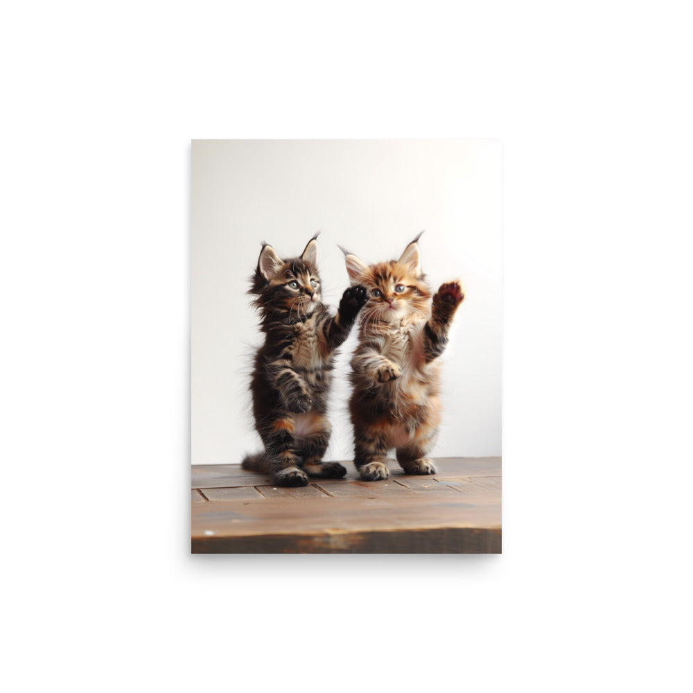 Deux chatons debout Affiche