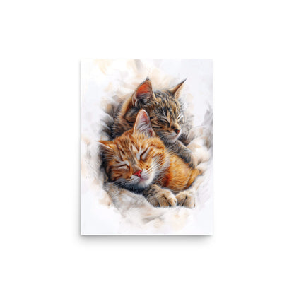 Deux chatons dormant paisiblement Affiche