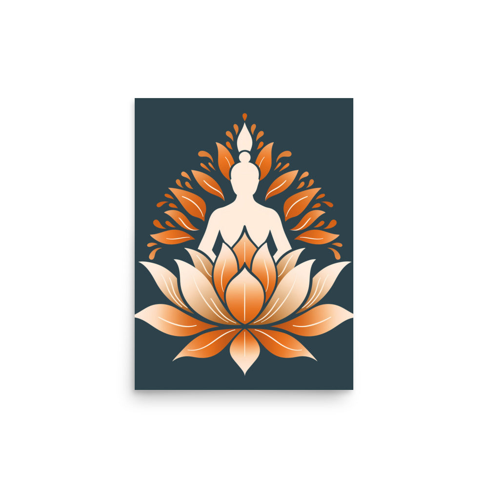 Lotus meditation orange blue Poster