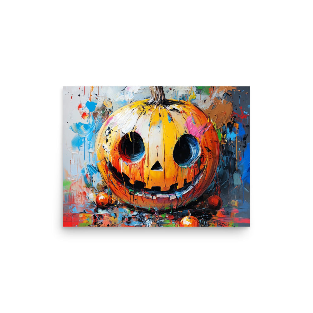 Colorful Halloween Jack-O'-Lantern – Modern Abstract Pumpkin Poster