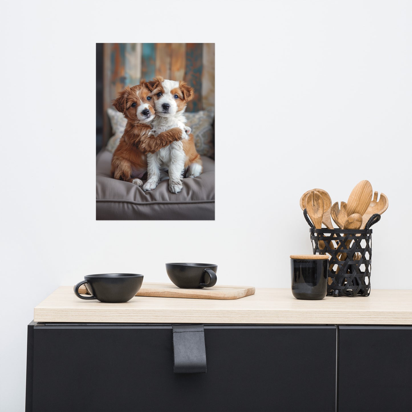 Two dogs embrace Poster