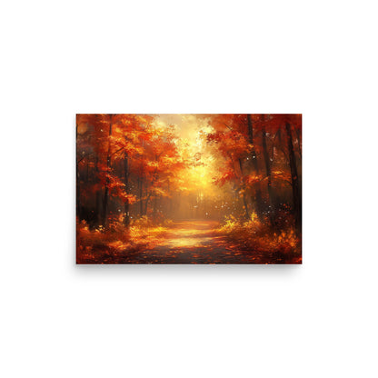 Autumn forest at dawn Poster