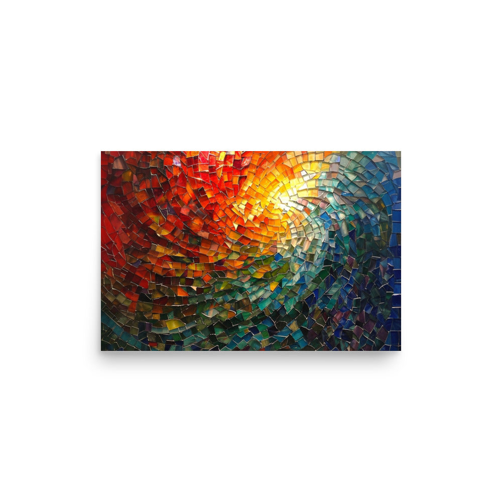 Abstract colorful rainbow pattern in stained glass style - Poster