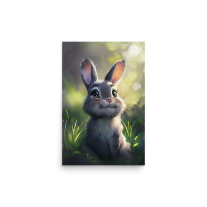 Cute bunny rabbit cartoon dreaming Poster